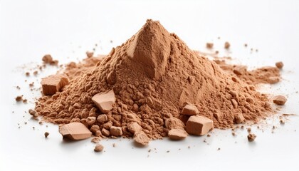 crushed light brown powder scattered on white background