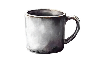 White tall ceramic cup presents clean modern design isolated on white PNG