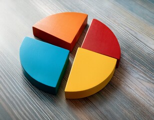 colorful block diagrams on table illustrating comparison and analytics concept