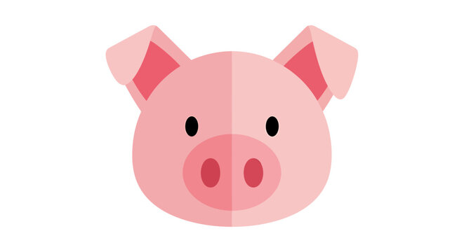 Pink Paper Pig Head Illustration. Vector Illustrations. EPS Editable