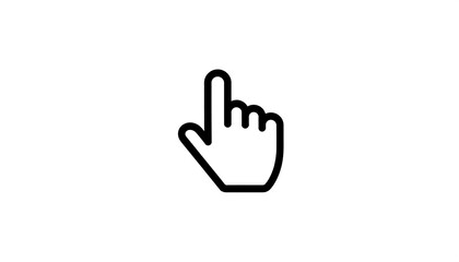 Fototapeta premium Simple black outline hand with finger pointing up on a clean white background