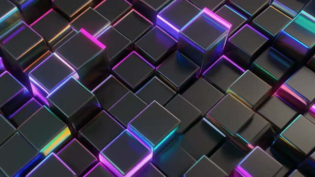 Dynamic Neon Cube Scene For Digital Video Art.