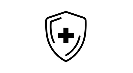 Obraz premium Medical Shield Icon with Plus Sign - Health Security and Protection Symbol