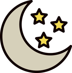 Obraz premium Crescent moon and three stars illustration in a simple graphic style