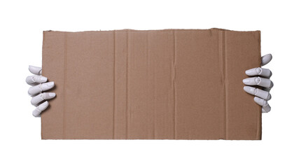 AI Robot Hands Holding Empty Cardboard Sign for Your Text or Message