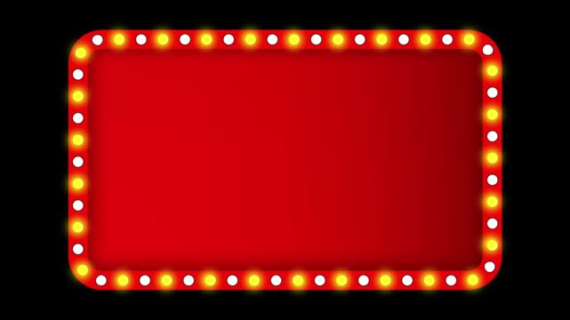 Flashing light bulbs red frame border screen