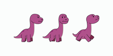 Cute purple brontosaurus character animation sprite sheet, cartoon dinosaur walking cycle isolated on white background © rochmuch