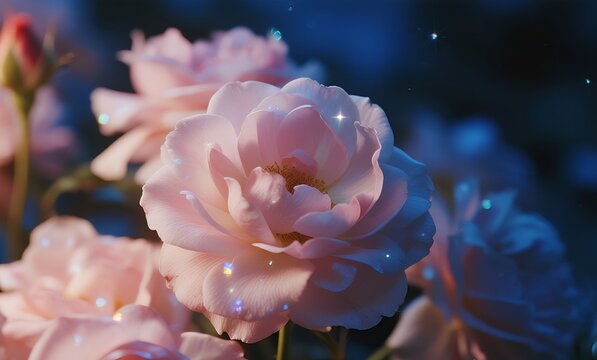 Soft Luminous Petal Waves in Pastel Pink and Blue - Abstract Macro Photography for Skincare and Cosmetic Branding