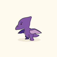 Adorable purple pteranodon flying dinosaur character in a flat cartoon style, perfect for children's books, nursery wall art, and prehistoric vector patterns © rochmuch