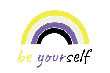 Fototapeta premium Colorful rainbow shape Non-binary pride flag Happy pride day LGBTQIA community Pride Month Vector hand drawn doodle for posters, stickers, logo, cards