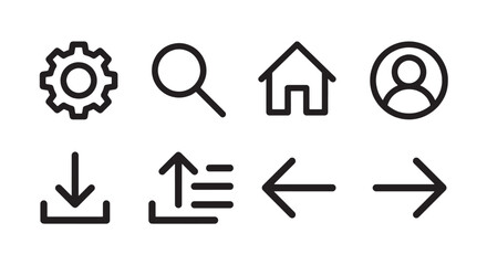 Fototapeta premium Minimalist Web and Interface Line Icons Set - Vector Illustrations