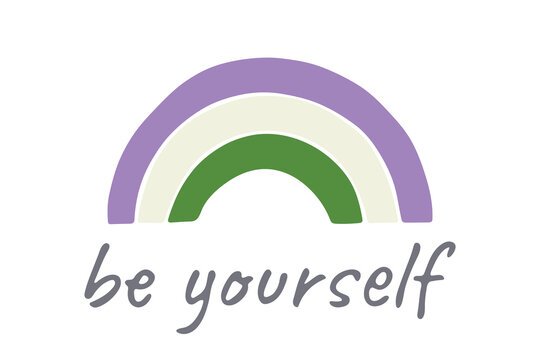 Colorful rainbow shape Genderqueer pride flag Happy pride day LGBTQIA community Pride Month Vector hand drawn doodle for posters, stickers, logo, cards