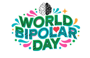Fototapeta premium Bipolar Disorder Awareness Vector, World Bipolar Day Mental Health Concept
