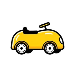 Yellow Toy Car Illustration on White.