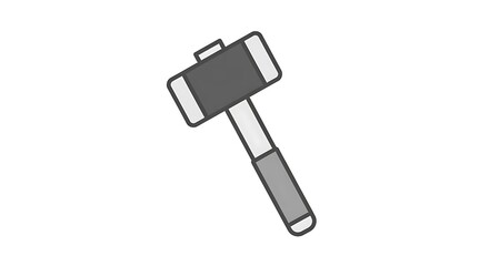 Black and White Hammer Icon Illustration.