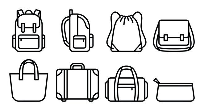 Luggage and travel set contains backpack rucksack drawstring bag shoulder bag tote bag suitcase