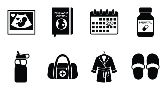 Pregnancy and maternity related elements vector illustration for graphics design and decoration