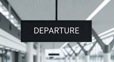 Digital departure information screen hanging in modern airport terminal
