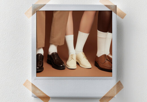 Stylish Shoes In Diverse Tones Picture Frame Mockup PSD