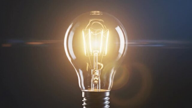 A bright lightbulb bursts with fiery sparks and energy against a dark