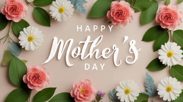 Beautiful floral design featuring pink rose bouquet and heart frame for a happy Mother's Day gift card celebration pastel petals decorative festive elegant arrangement