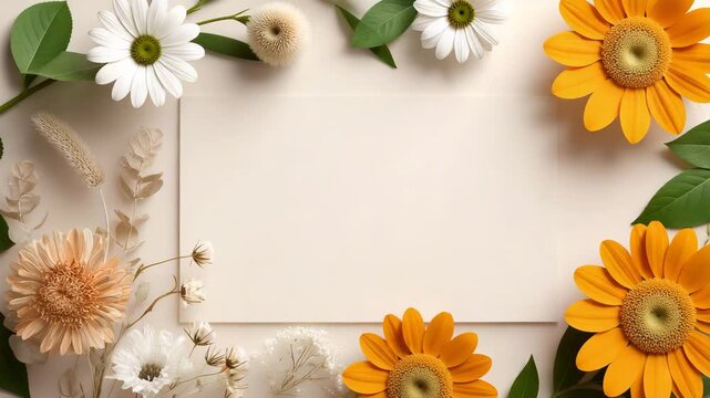 Floral daisy frame for Mother's Day celebrations with spring summer flowers decorative border pastel bouquet elegant festive seasonal design