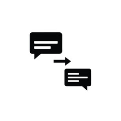 Black chat bubbles with arrow conversation messaging