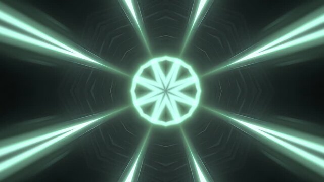 Abstract Kaleidoscope Hypnotic Geometric Pattern Animation Loop Mint Green