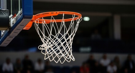 Fototapeta premium A basketball hoop with an orange rim and white net