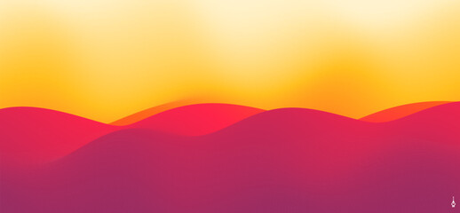 Naklejka na ściany i meble Desert dunes sunset landscape. Abstract background with dynamic effect. Creative design with vibrant gradients. 3D vector Illustration for brochure, poster, cover, card, presentation, flyer or banner.
