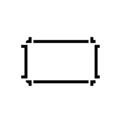 Obraz premium Black rectangle with corner notches on white background