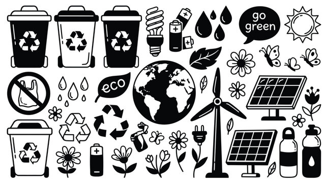 Environmental Ecology Sustainability Go Green Vector Icons Collection