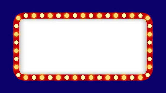Flashing light bulbs red frame border screen sign surface casino background loop