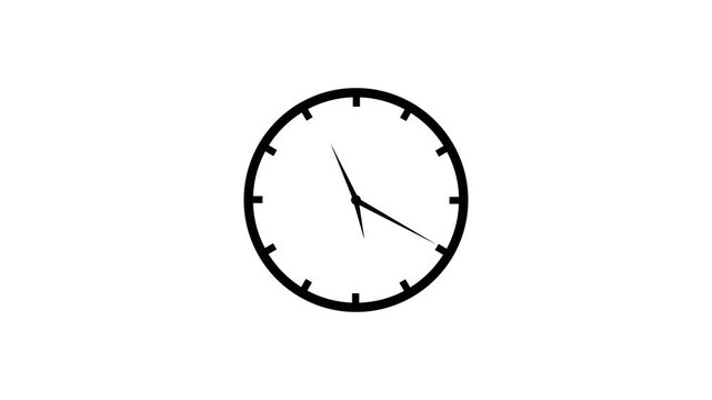 Modern Analog Clock Face Icon on White Background, Ticking Fast Forward with video animation.