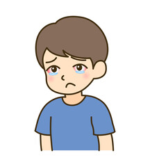 涙目で充血した子供のイラスト｜花粉症・アレルギー症状ベクター