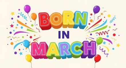Fototapeta premium Celebrating March Birthdays with Colorful Balloons and Festive Decorations