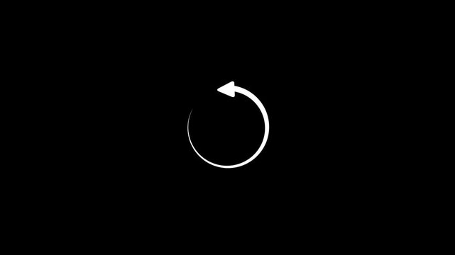 Circular rotating arrow loading animation for interface design on black background with video animation.