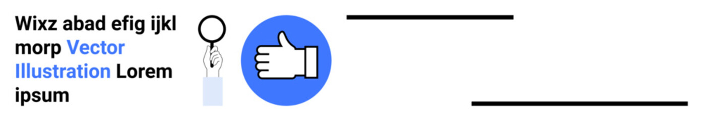 Obraz premium Approval, feedback, identity verification, authentication, security, branding. Blue thumbs up icon, key with tag and text. Approval and identity verification