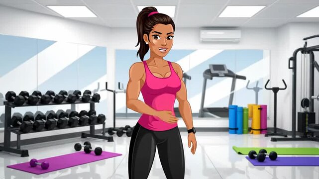 Fit Woman Gym Trainer Coach Workout Motivation Illustration