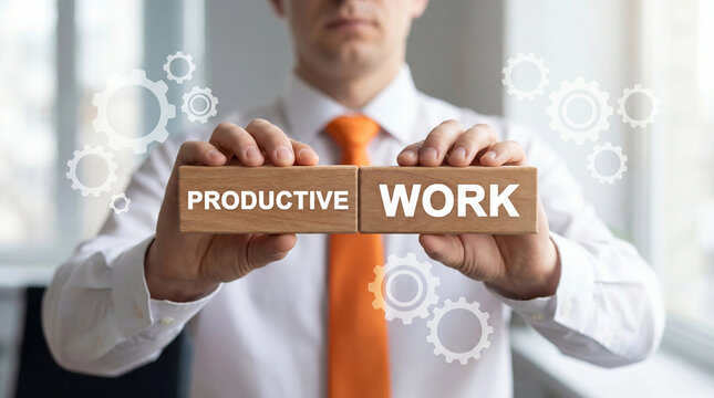 Business concept of productive work. Efficiency and enhance productivity new rule