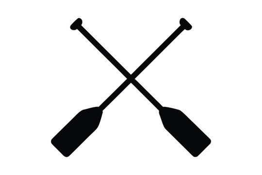 Two boat paddles silhouette vector, Crossed oars silhouette vector
