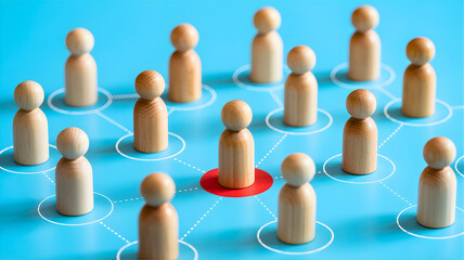 Obraz premium Visualizing a unique individual within a network of identical figures, highlighting distinction in a connected system