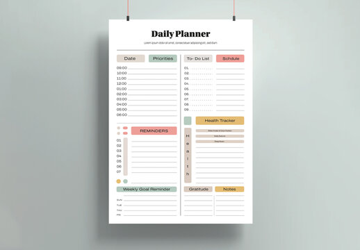 Minimal Daily Planner Printable Template