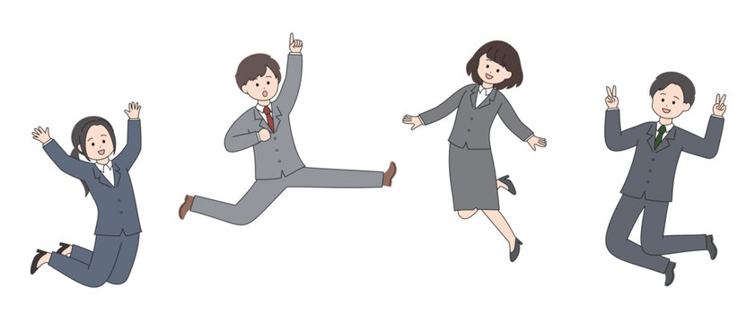 元気いっぱいの新社会人｜シンプルな人物イラスト