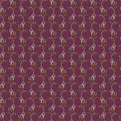 Ornate Filigree Vine Damask Plum Pattern