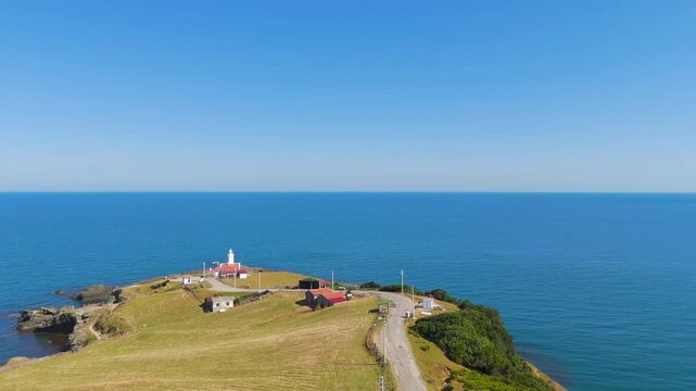 Sinop, Turkey. Inceburuun Lighthouse, located in central Sinop. Inceburuun is the northernmost point of Anatolia. Black Sea. Summer day.. Aerial View