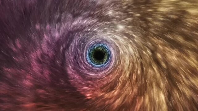 A vibrant cosmic wormhole with swirling colors and energy, representing interdimensional travel through space