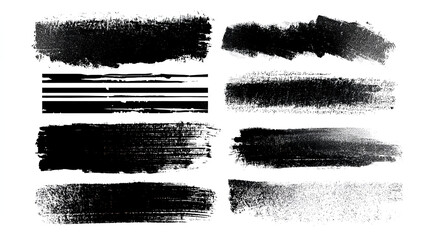 Vector Brush Paint Stroke Set Black Ink Marker Lines