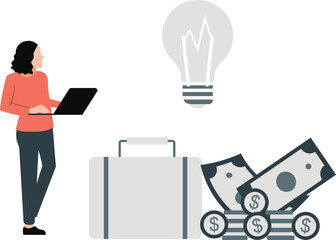 The girl is looking idea bulb © Flaticons