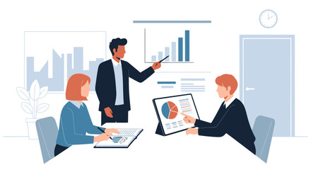 Fototapeta premium Business Professionals Discussing Data and Charts.